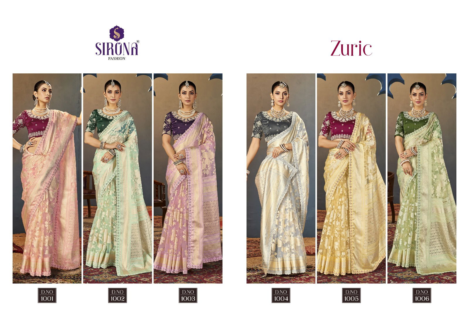 Zuric By Sirona Organza Designer Party Wear Sarees Wholesale Market In Surat